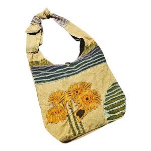 The Collection Royal Crossbody Boho Bag Purse Sunflowers Cotton Hippie Festival